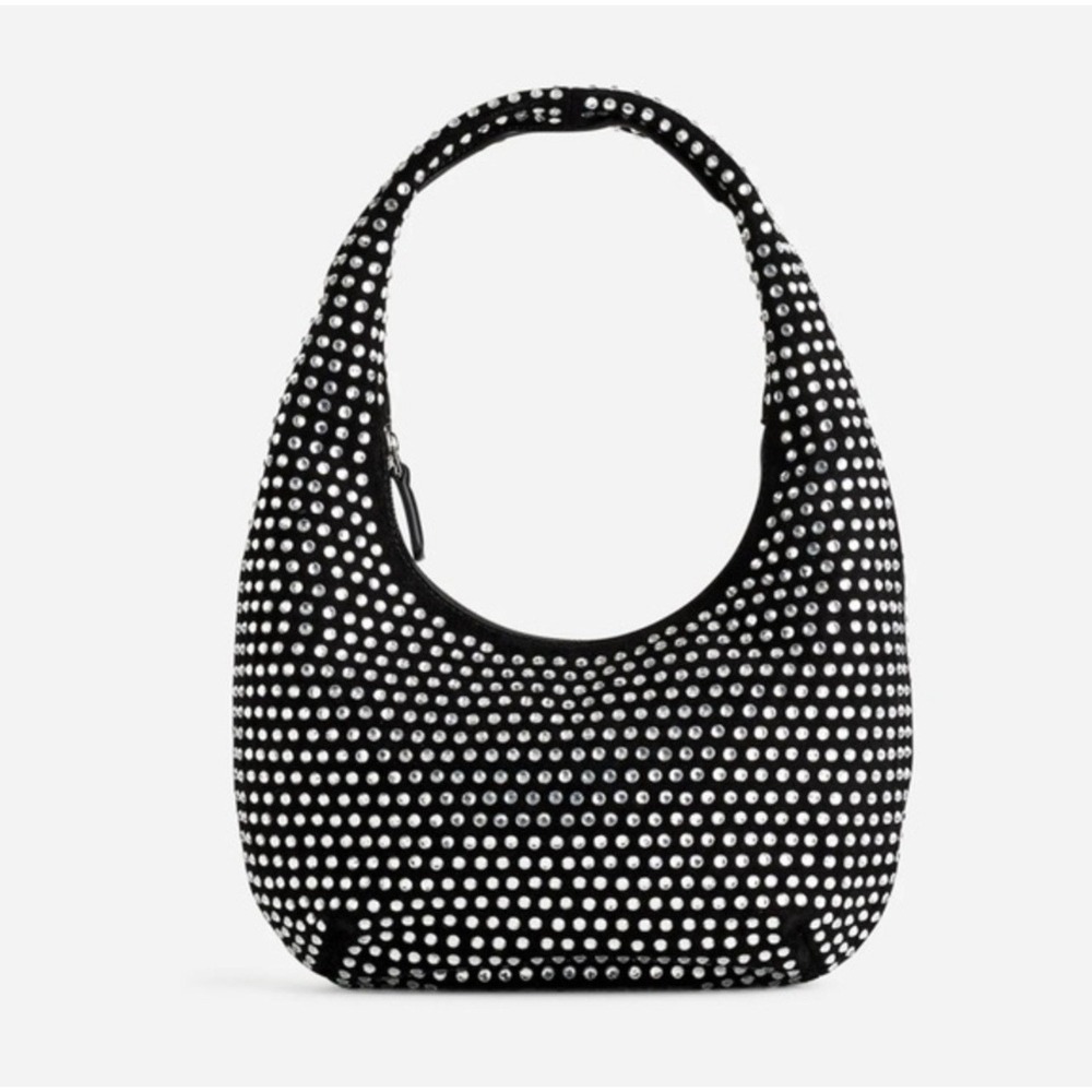 NWT Madewell The Medium Shoulder Bag‎ in Crystal Studded Black Suede Leather